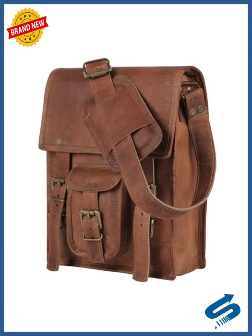 Leather Crossbody Messenger Satchel Tablet Bag 11 inches